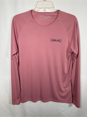 Reel Life Pink Long Sleeve Sun Shirt Rash Guard Graphic Logo L/G UPF Polyester